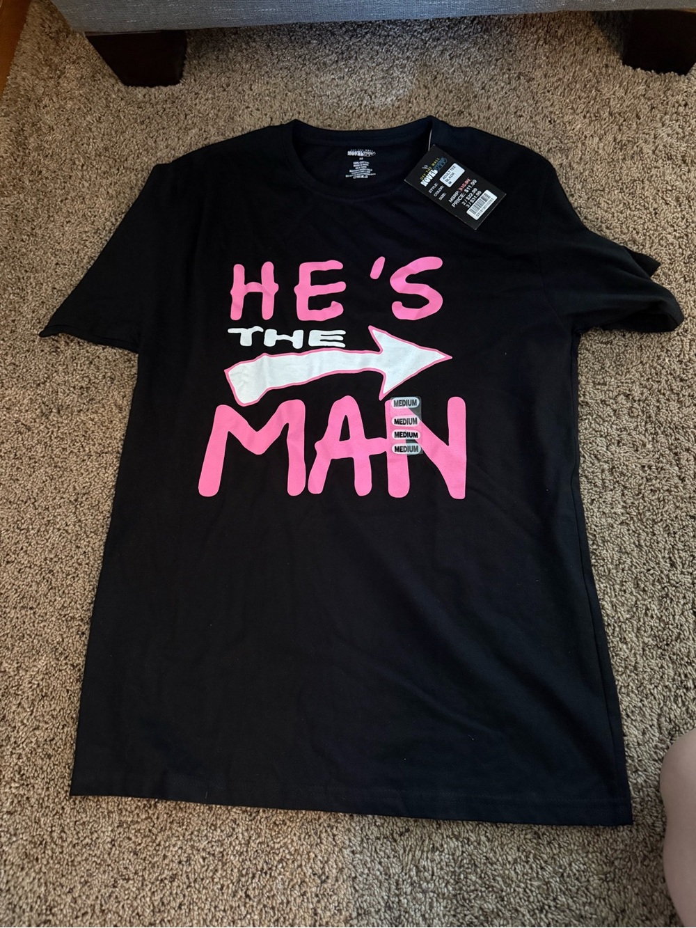 Black 'He's The Man' Graphic Tee - Pink & White Print